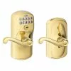 Door Lock Keypad Schlage Plymouth Bright Bras 1-Cylinder Lighted Handle Electronic -Schlage Trade 00276352