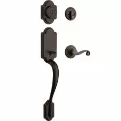 Lido Door Kwikset Smartkey Deadbolt Handleset Bronze Entry Signature Venetian Single-Cylinder Arlington