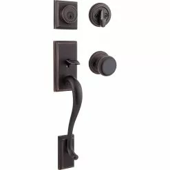 Door Hawthorne Kwikset Smartkey Handleset Bronze Entry Signature Venetian Single-Cylinder Keyed Deadbolt