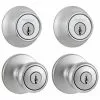 Door Knob Kwikset Tylo Chrome Satin Multi-Pack Keyed Entry Security Single Deadbolt -Schlage Trade 00397224