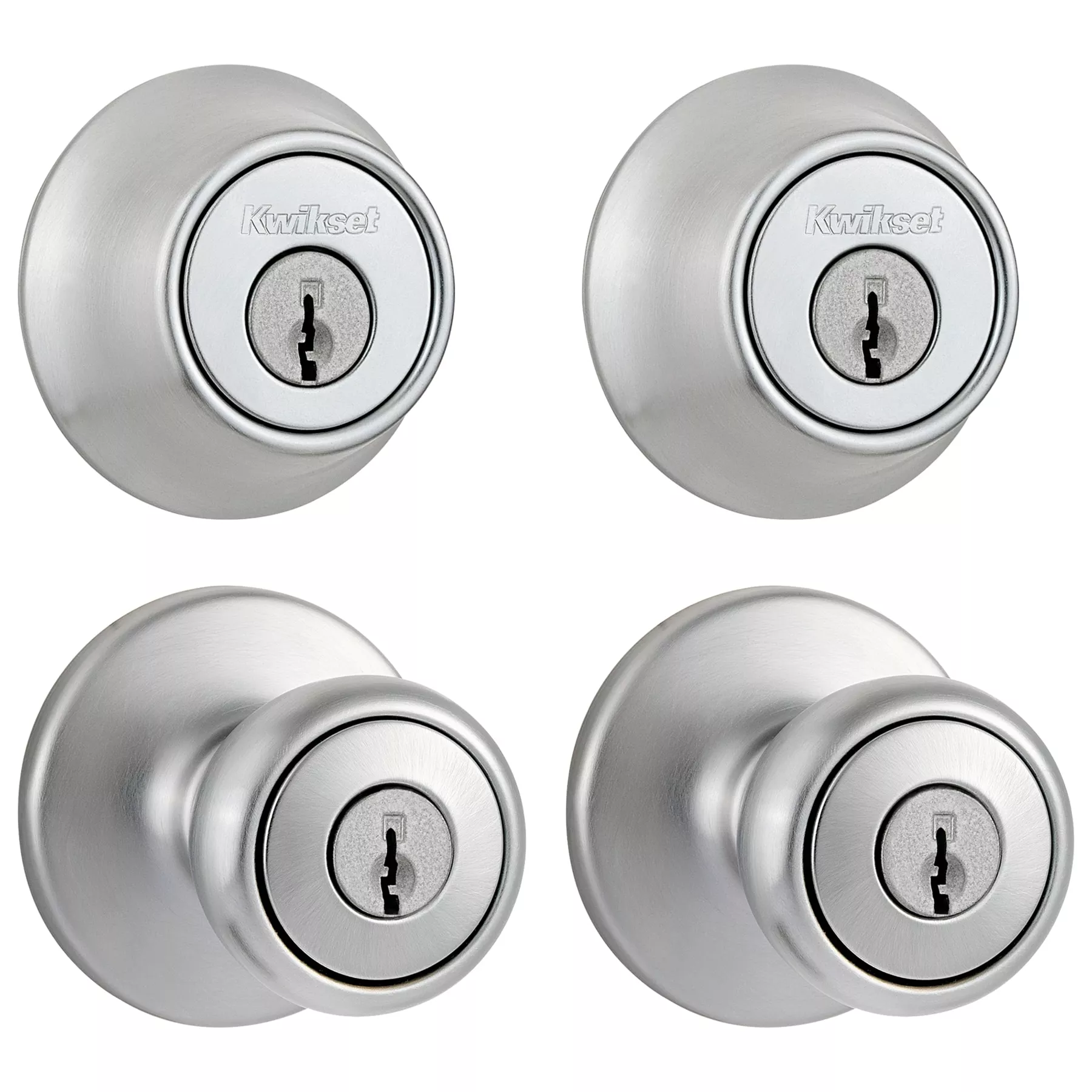 Door Knob Kwikset Tylo Chrome Satin Multi-Pack Keyed Entry Security Single Deadbolt 3 Door Knob Kwikset Tylo Chrome Satin Multi-Pack Keyed Entry Security Single Deadbolt