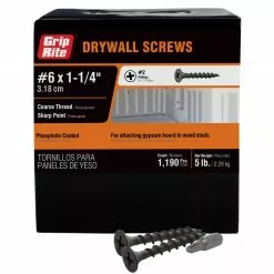 Grip-Rite Screw Coarse Thread (5-Lb) X #6 1-1/4-In Drywall Bugle