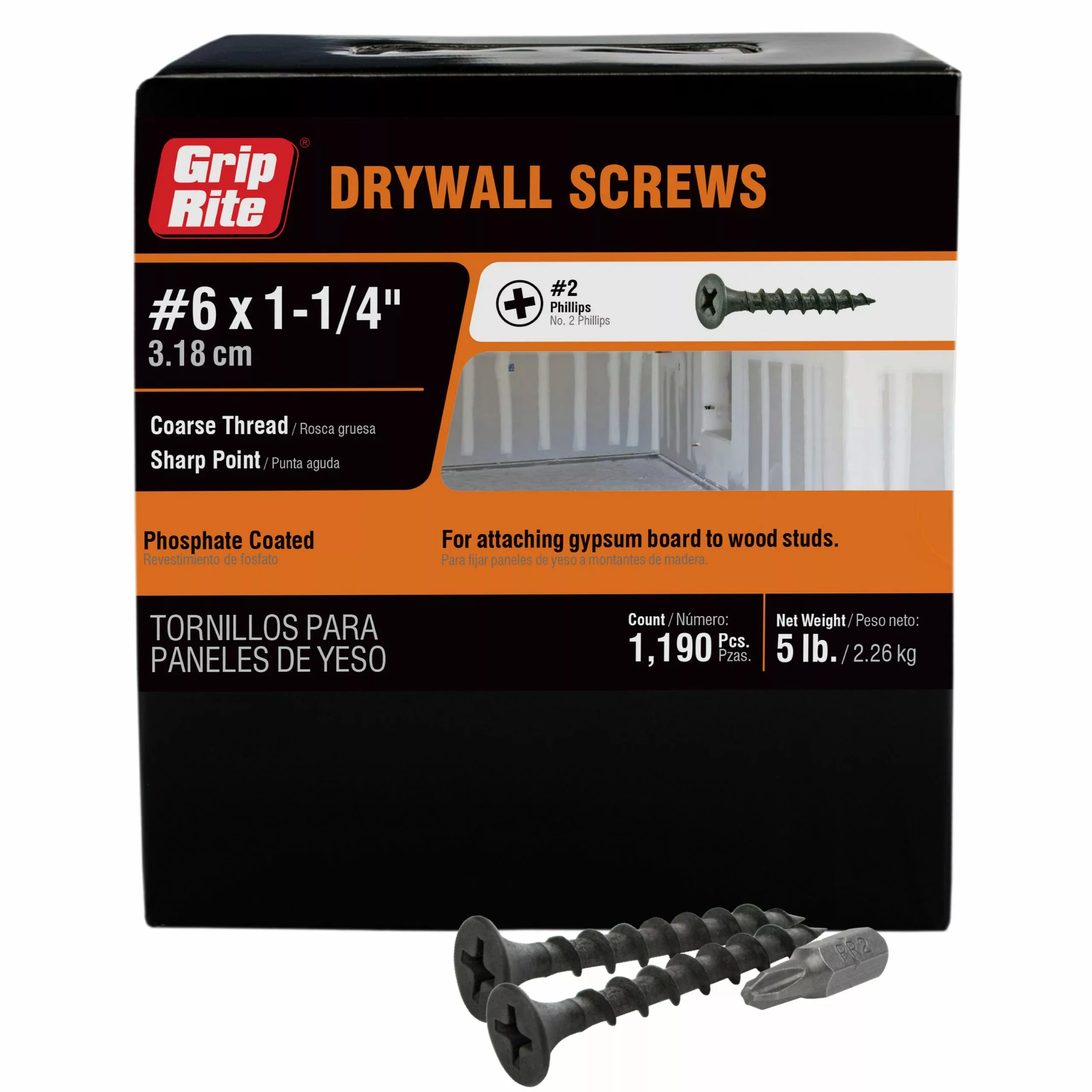 Grip-Rite Screw Coarse Thread (5-Lb) X #6 1-1/4-In Drywall Bugle 3 Grip-Rite Screw Coarse Thread (5-Lb) X #6 1-1/4-In Drywall Bugle