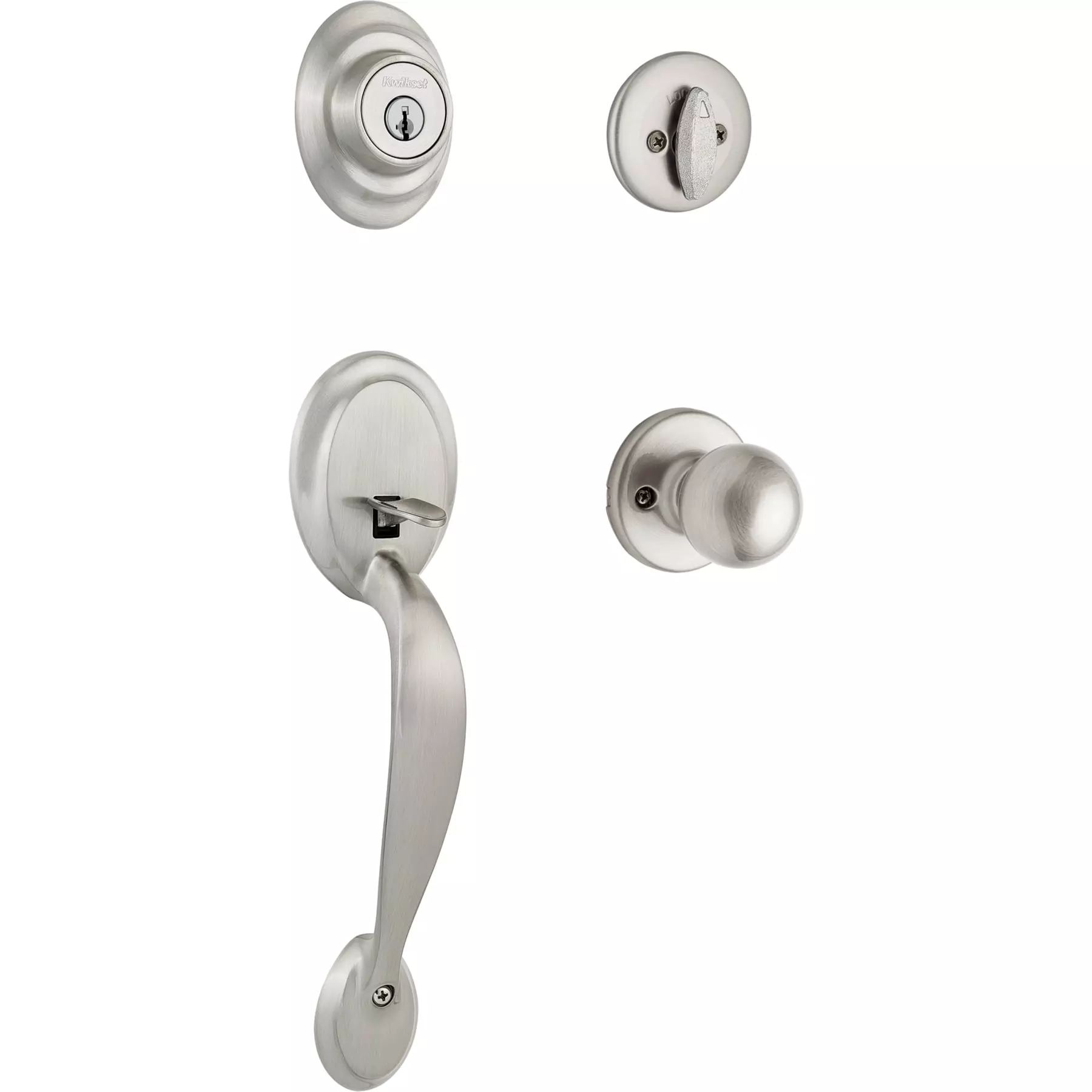 Door Kwikset Smartkey Handleset Nickel Dakota Satin Keyed Entry Deadbolt Single-Cylinder 3 Door Kwikset Smartkey Handleset Nickel Dakota Satin Keyed Entry Deadbolt Single-Cylinder