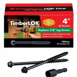 Fastenmaster Wood Hex-Head Screw Lag Screw 4-In Exterior Ecoat Structural Black