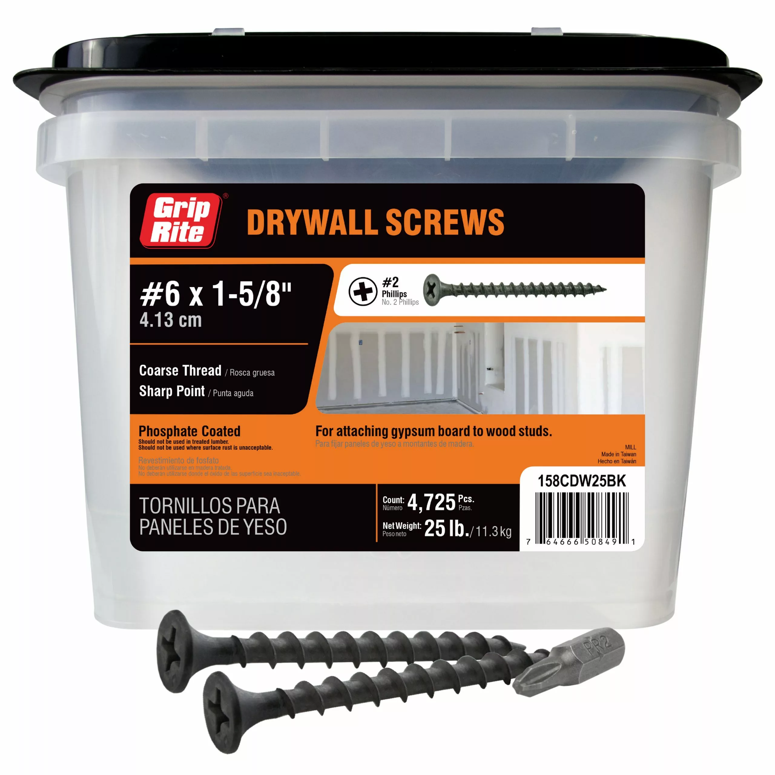 Grip-Rite Screw (25-Lb) X 1-5/8-In Bugle #6 Drywall Coarse Thread 3 Grip-Rite Screw (25-Lb) X 1-5/8-In Bugle #6 Drywall Coarse Thread
