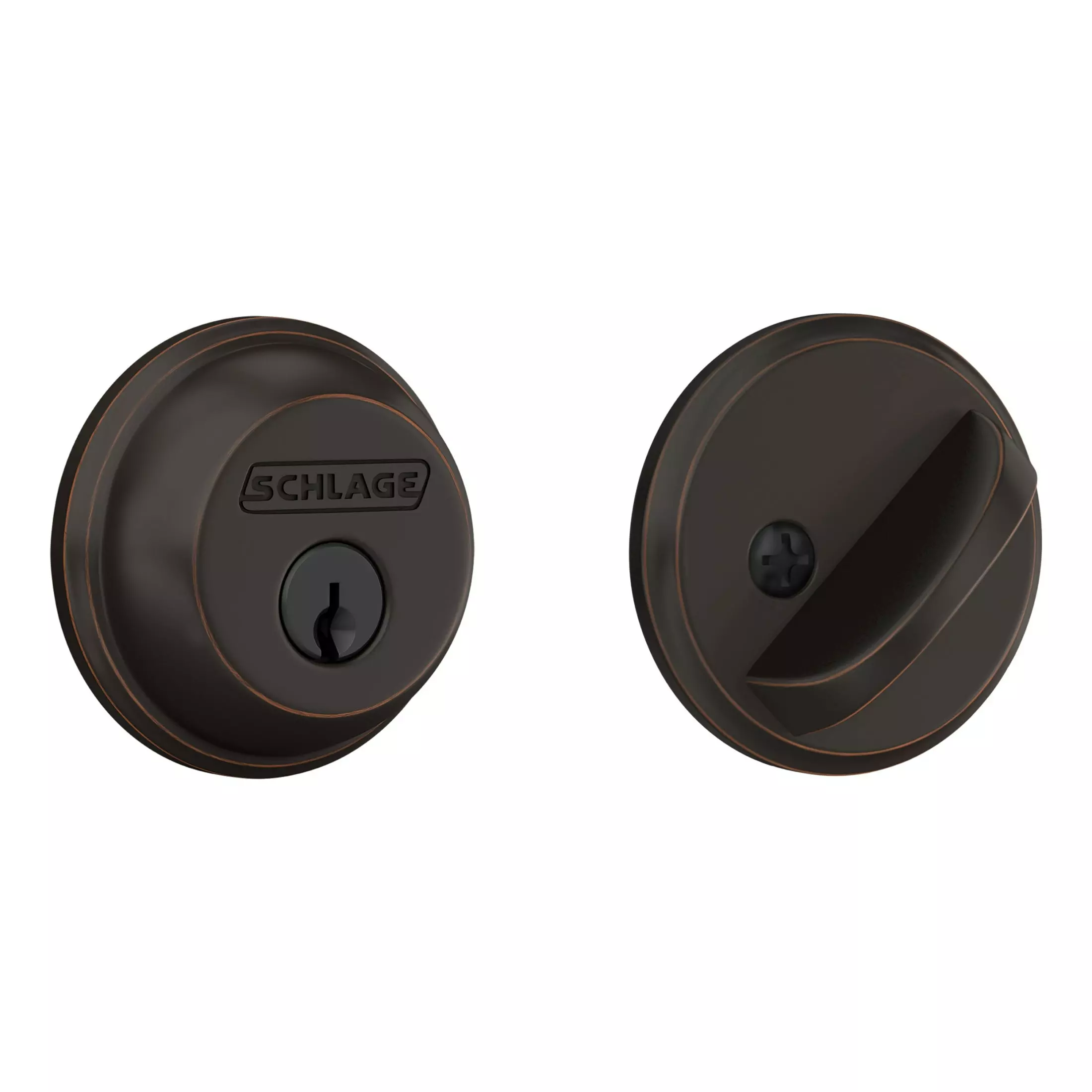 Deadbolt Schlage Bronze Single Cylinder Aged 3 Deadbolt Schlage Bronze Single Cylinder Aged