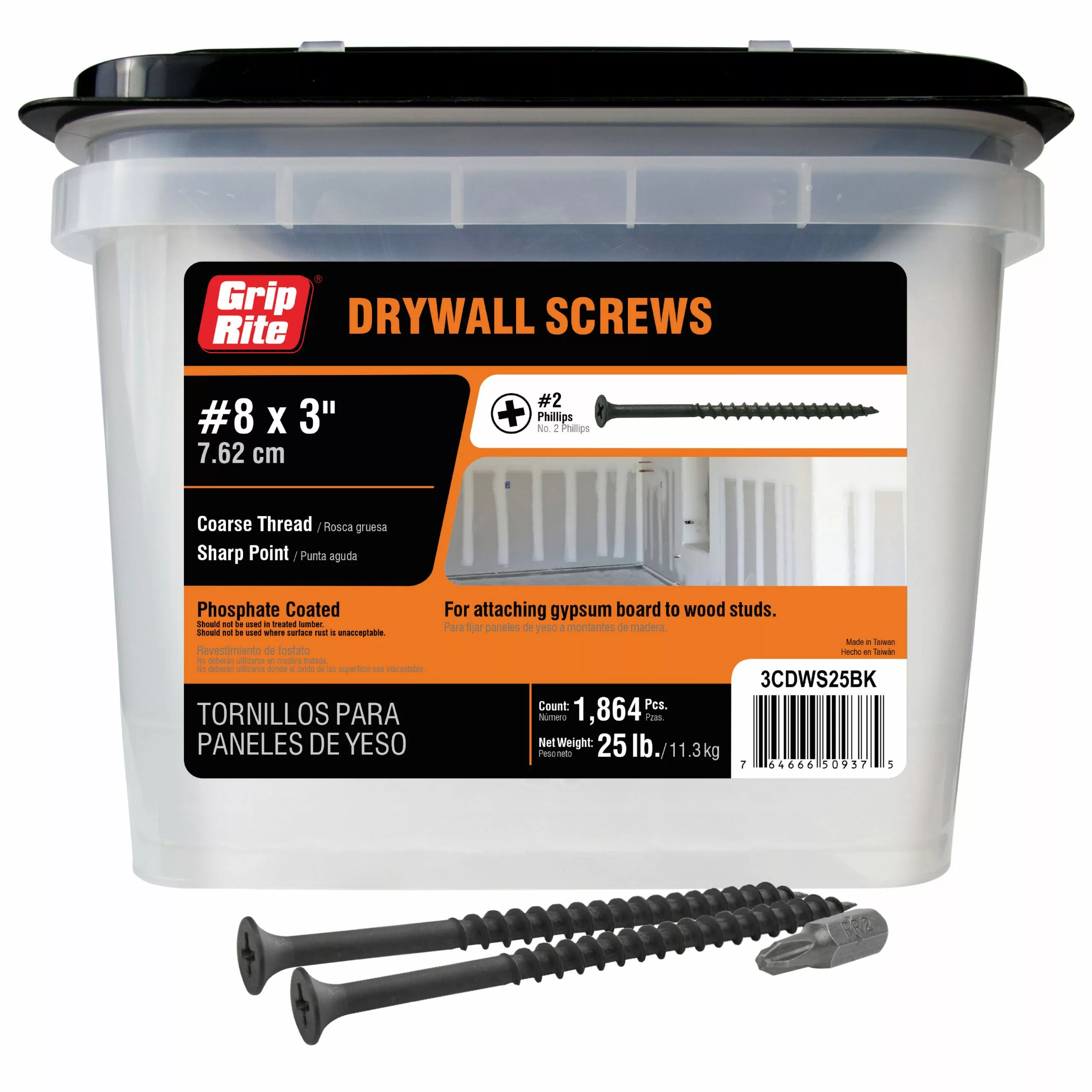 Grip-Rite Screw #8 (25-Lb) X 3-In Drywall Thread Dryw Coarse Bugle 3 Grip-Rite Screw #8 (25-Lb) X 3-In Drywall Thread Dryw Coarse Bugle