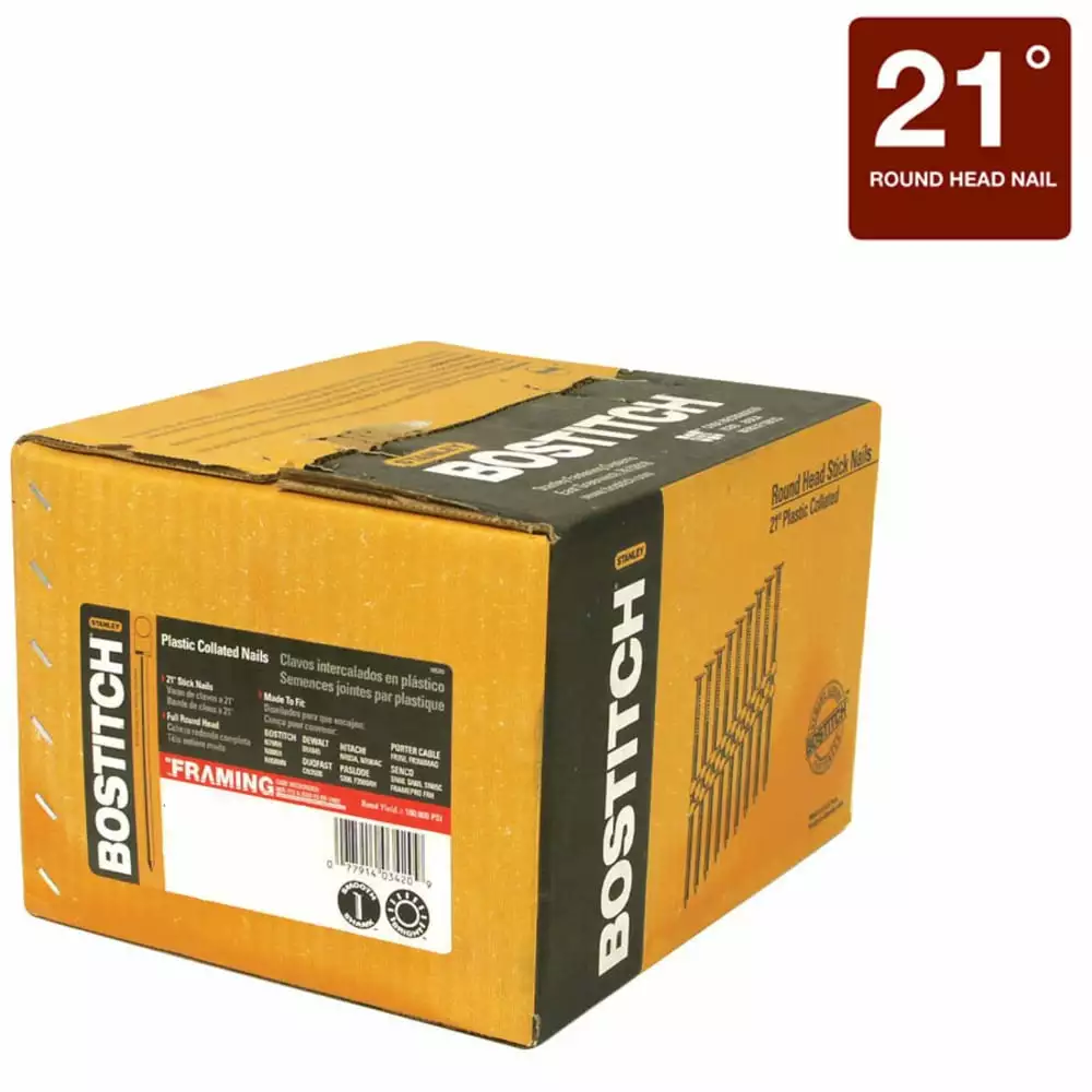 Bostitch Nail Steel 3-In 21 (4000-Piece) Collated Framing Coated 3 Bostitch Nail Steel 3-In 21 (4000-Piece) Collated Framing Coated