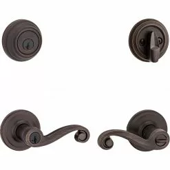 Pack Door Smartkey Kwikset Handle Deadbolt Bronze Combo Universal Signature Single-Cylinder Keyed Entry Venetian Lido