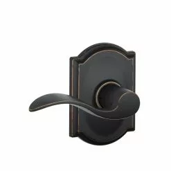 Door Accent Handle Schlage Bronze Trim Reversible Passage Camelot Aged