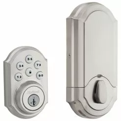Door Keypad Kwikset Lock 909 Nickel Satin Electronic Smartcode Lighted Deadbolt Single Cylinder