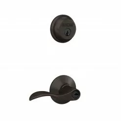 Pack Door Combo Handle Deadbolt Schlage Bronze Keyed Entry Reversible Aged Single-Cylinder Accent