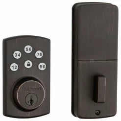 Door Lock Keypad Kwikset Smartkey Deadbolt Powerbolt2 Bronze 1-Cylinder Single-Cylinder Lighted Electronic Venetian