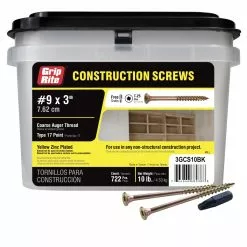 Grip-Rite Wood Screw Bugle Zinc 3-In X #9 Interior Gold Yellow