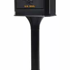 Mailbox Post Mount Pedestal Metal Large Post Lockable Gibraltar Black