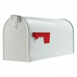 Mailbox Metal White Post Mount Standard Gibraltar Elite