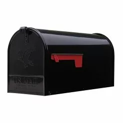 Mailbox Metal Large Elite Black Post Mount Gibraltar