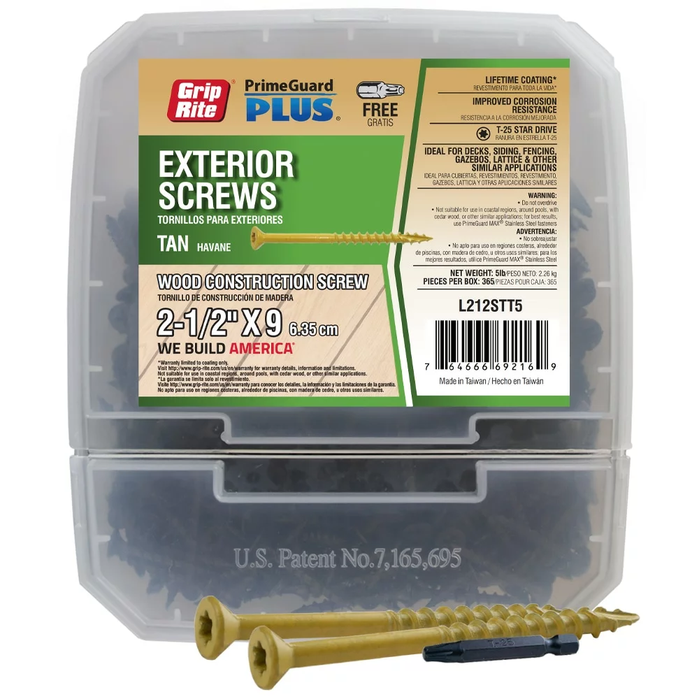 Grip-Rite Screw Primeguard Plu X 2-1/2-In #9 (365) Wood To Wood Deck 3 Grip-Rite Screw Primeguard Plu X 2-1/2-In #9 (365) Wood To Wood Deck
