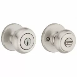 Door Cove Kwikset Knob Nickel Satin Keyed Entry Security No Deadbolt