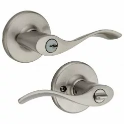 Door Kwikset Handle Nickel Satin Universal Entry Security Keyed Balboa
