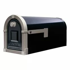Mailbox Post Mount Nickel Metal Large Brunswick Gibraltar Black/Brushed