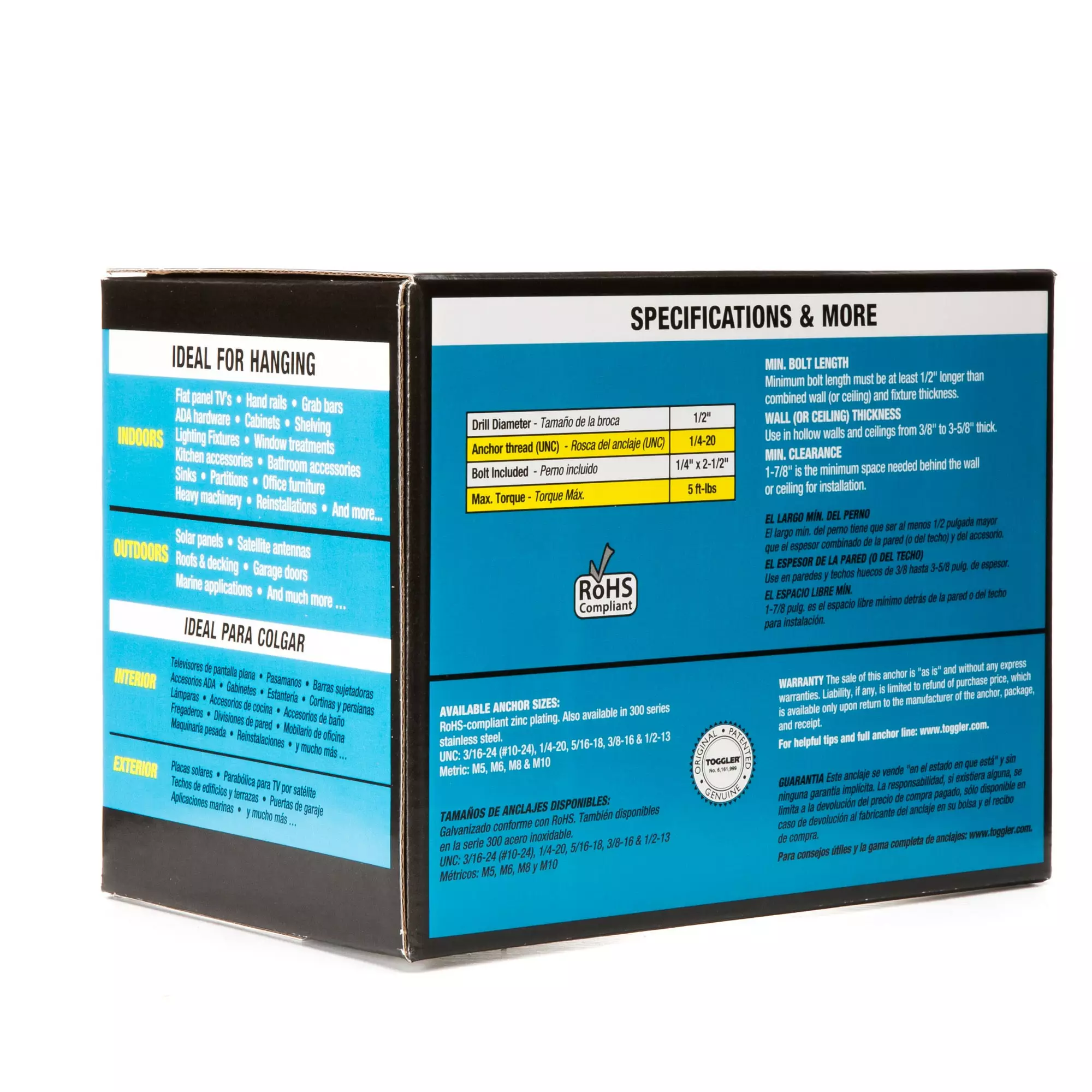 Toggler Anchor Toggle Bolt 1/4-In Dia 100-Pack Length Drywall Included) Assorted 4 Toggler Anchor Toggle Bolt 1/4-In Dia 100-Pack Length Drywall Included) Assorted - Image 2