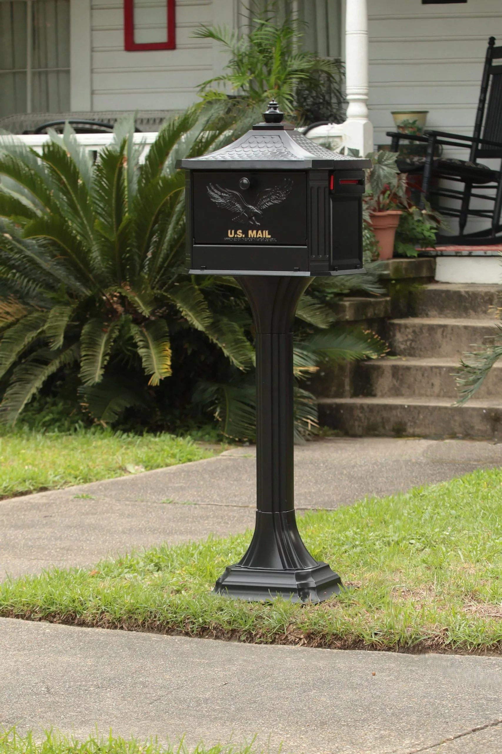 Mailbox Post Mount Pedestal Metal Large Post Lockable Gibraltar Black 5 Mailbox Post Mount Pedestal Metal Large Post Lockable Gibraltar Black - Image 4