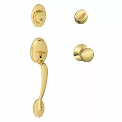 Door Schlage Handleset Plymouth Bright Bras Keyed Entry Deadbolt Single