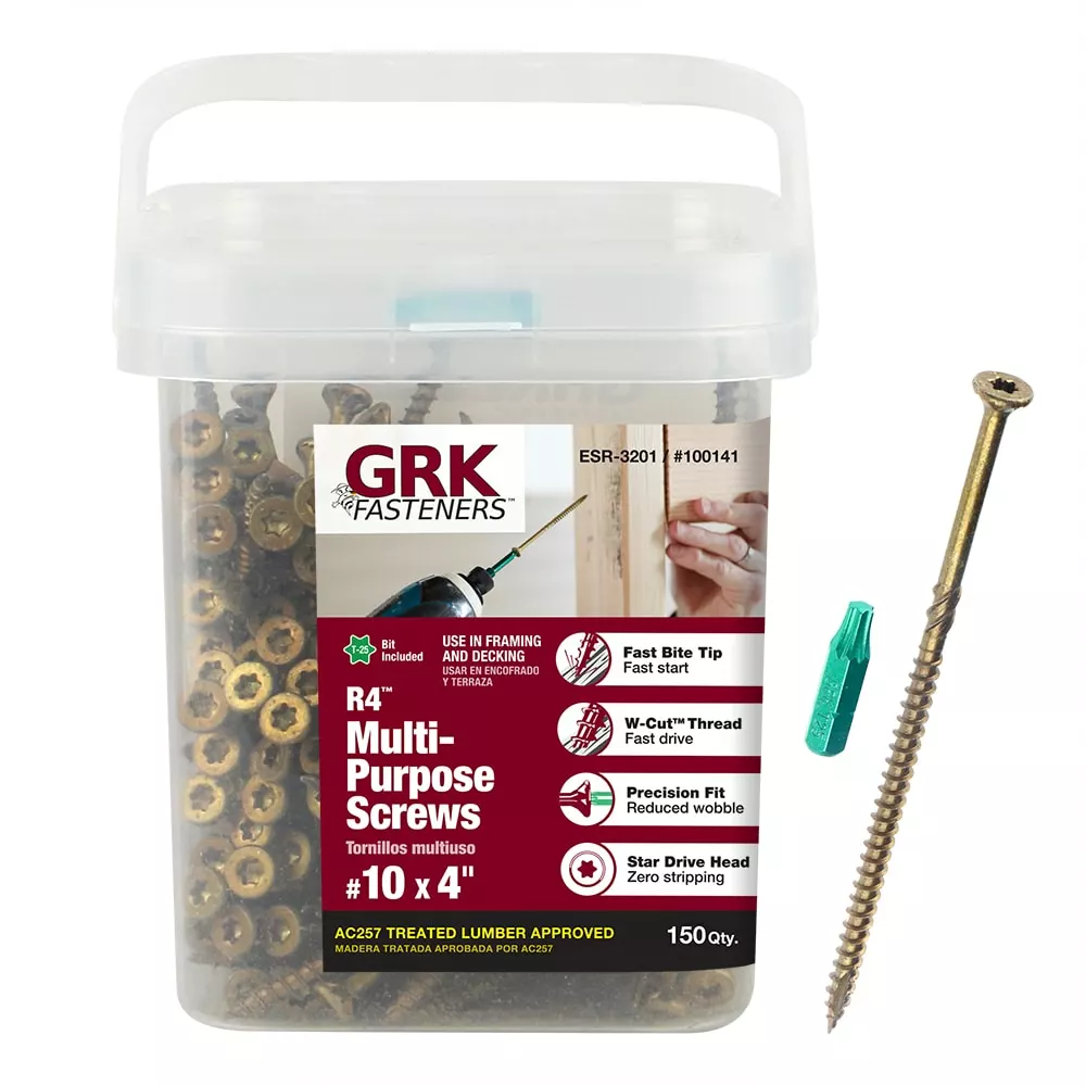 Wood Screw Grk #10 X 4-In Exterior Polymer-Countersinking Yellow 4 Wood Screw Grk #10 X 4-In Exterior Polymer-Countersinking Yellow - Image 2