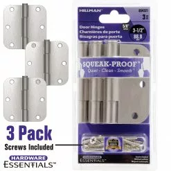 Hillman Door Hinge Mortise Satin 5/8-In 3-1/2-In (3-Pack) Radiu Squeakproof