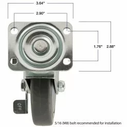 Caster Titan Rubber Tpr/Thermoplastic 5-In Swivel -Schlage Trade 08866432