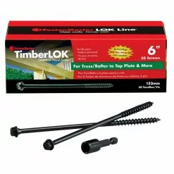 Fastenmaster Wood Hex-Head Screw Lag Screw 6-In Exterior Ecoat Structural Black