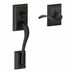 Door Schlage Handleset Bronze Accent Entry Addison Aged