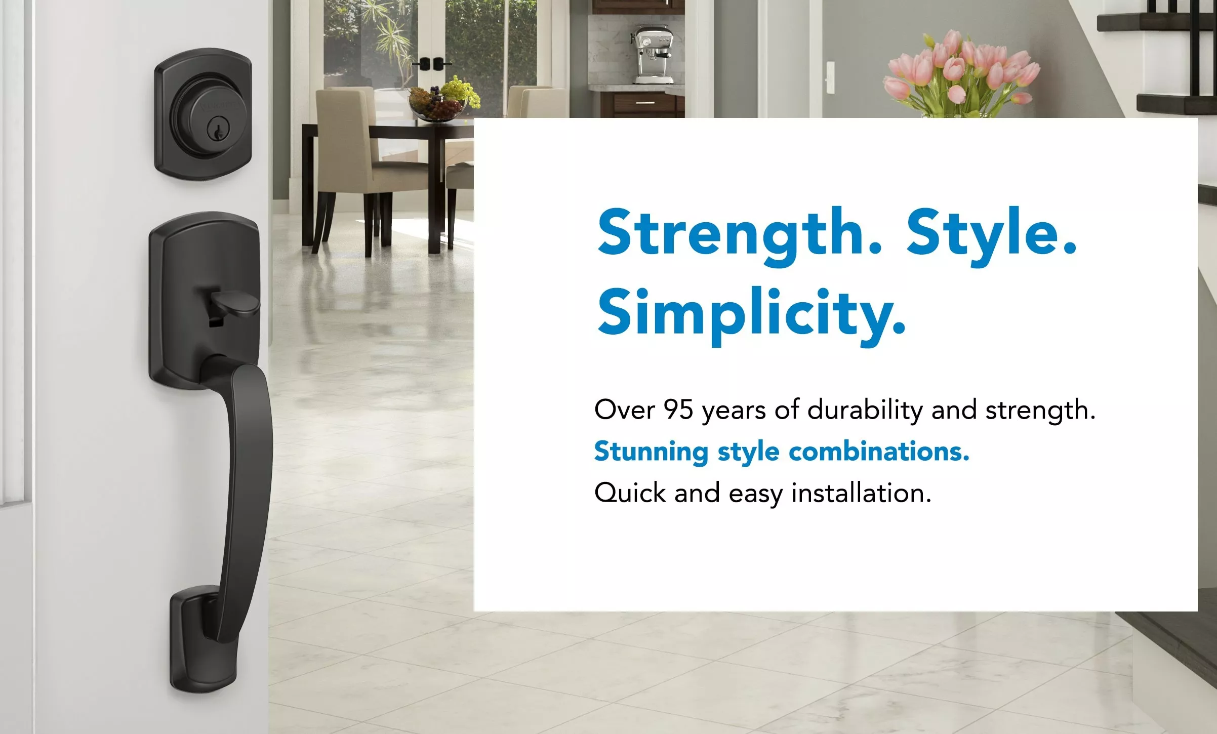 Door Schlage Handleset Greenwich Matte Entry Broadway Black 4 Door Schlage Handleset Greenwich Matte Entry Broadway Black - Image 2