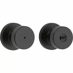 Door Knob Kwikset Pismo Matte Signature Privacy No Deadbolt Black
