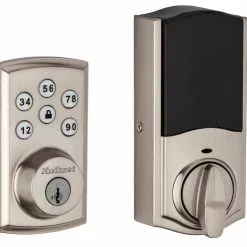 Lock Kwikset Keypad Touchpad Deadbolt Nickel Satin Home Built-In Electronic Lighted Door Smartcode Connect Z-Wave Single Cylinder