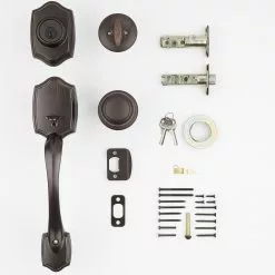 Belleview Door Smartkey Kwikset Handleset Bronze Keyed Entry Security Deadbolt Venetian Single-Cylinder -Schlage Trade 10292126 scaled