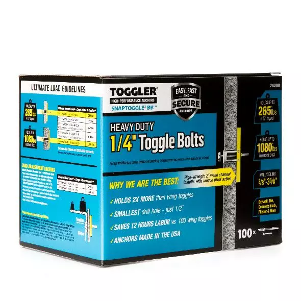 Toggler Anchor Toggle Bolt 1/4-In Dia 100-Pack Length Drywall Included) Assorted 5 Toggler Anchor Toggle Bolt 1/4-In Dia 100-Pack Length Drywall Included) Assorted - Image 3