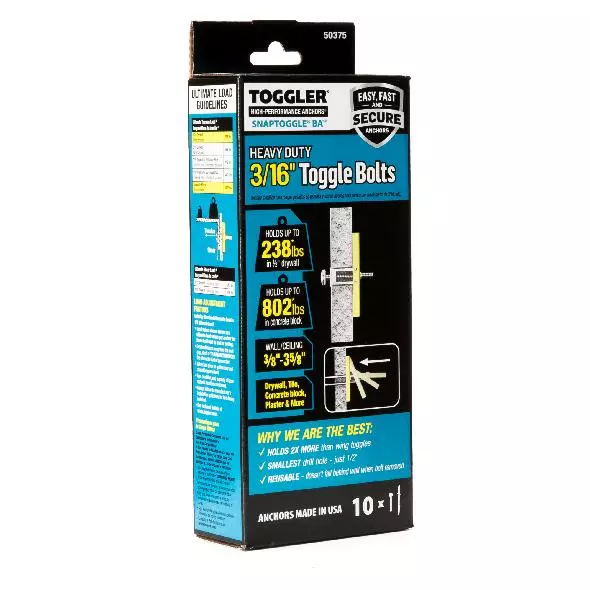Toggler Anchor Toggle Bolt 3/16-In Dia 10-Pack Length Drywall Included) Assorted 5 Toggler Anchor Toggle Bolt 3/16-In Dia 10-Pack Length Drywall Included) Assorted - Image 3