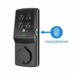 Lockly Door Deadbolt Matte Lock Keypad Touchscreen Deadbolt Secure Plu Single Lock Enabled Secure Plu Electronic Biometric Lighted Wi-Fi Bluetooth Cylinder Black
