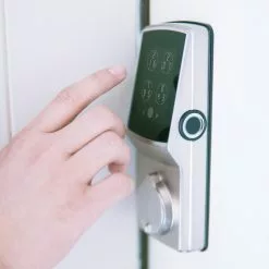 Lockly Door Keypad Lock Deadbolt Secure Plu Pgd728F-Sn Wi-Fi Bluetooth Nickel Satin Lock Enabled Electronic Biometric Lighted Touchscreen Deadbolt Single Cylinder -Schlage Trade 10828209