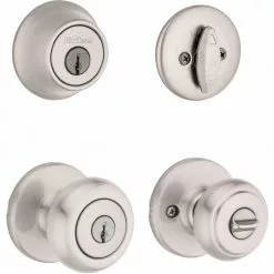 Pack Door Cove Kwikset Knob Nickel Satin Combo Keyed Entry Security Single Deadbolt