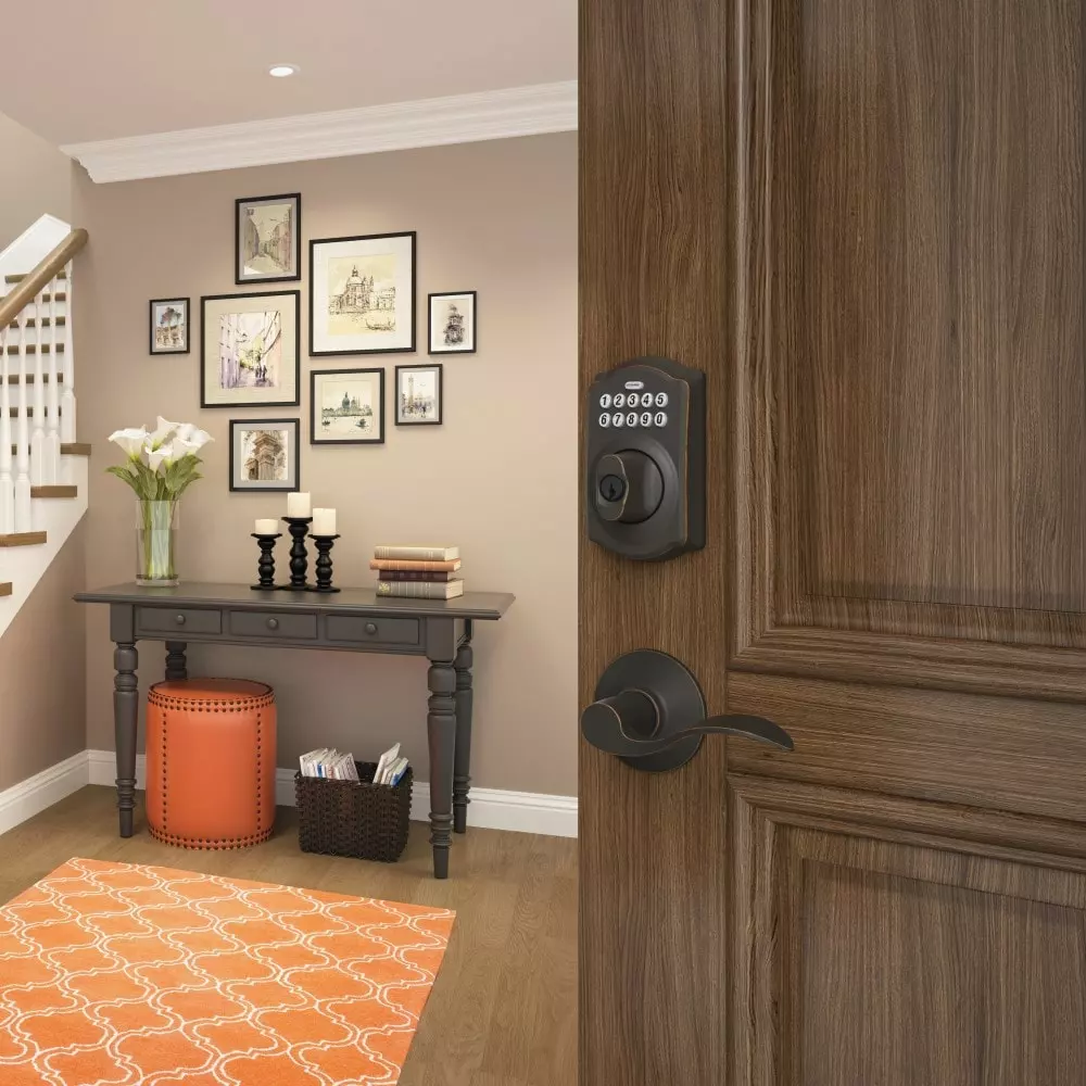 Schlage Door Lock Keypad Bronze Electronic Lighted Deadbolt Camelot Single Cylinder Aged 6 Schlage Door Lock Keypad Bronze Electronic Lighted Deadbolt Camelot Single Cylinder Aged - Image 4