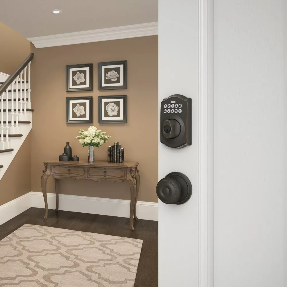 Schlage Door Lock Keypad Bronze Electronic Lighted Deadbolt Camelot Single Cylinder Aged 7 Schlage Door Lock Keypad Bronze Electronic Lighted Deadbolt Camelot Single Cylinder Aged - Image 5