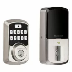 Door Keypad Kwikset Lock Bluetooth Nickel Aura Satin Electronic Lighted Enabled Deadbolt Single Cylinder