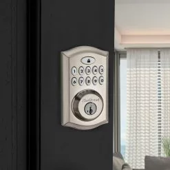 Door Keypad Kwikset Lock 913 Nickel Satin Electronic Smartcode Lighted Deadbolt Single Cylinder -Schlage Trade 11496894
