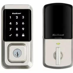 Door Keypad Kwikset Lock Wi-Fi Nickel Halo Satin Single Cylinder Enabled Electronic Lighted Touchscreen Deadbolt