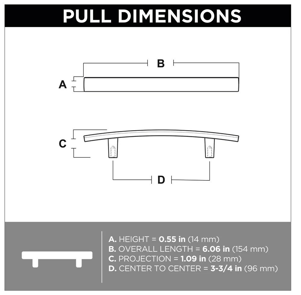 Brainerd Arch Bar Drawer Pull Caroline 3-3/4-In Center To Center Matte Black 7 Brainerd Arch Bar Drawer Pull Caroline 3-3/4-In Center To Center Matte Black - Image 5