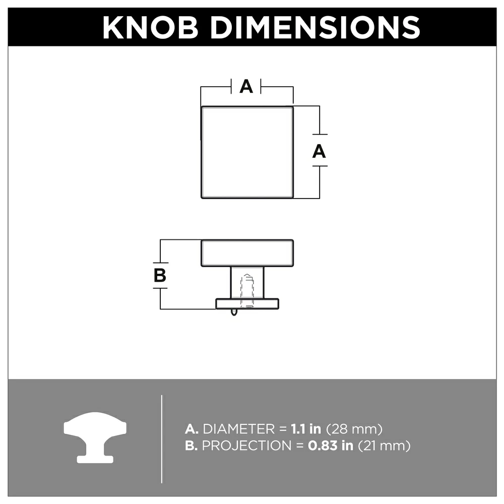 Brainerd Cabinet Knob 1.125-In Square Matte Black 8 Brainerd Cabinet Knob 1.125-In Square Matte Black - Image 6